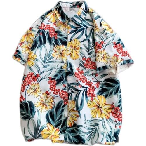 Summer Mens Shirts Hawaii Tropical Fashion Harajuku Sandy beach Sports Half sleeve Hip Hop Streetwear Casual Fancy Shirts Men