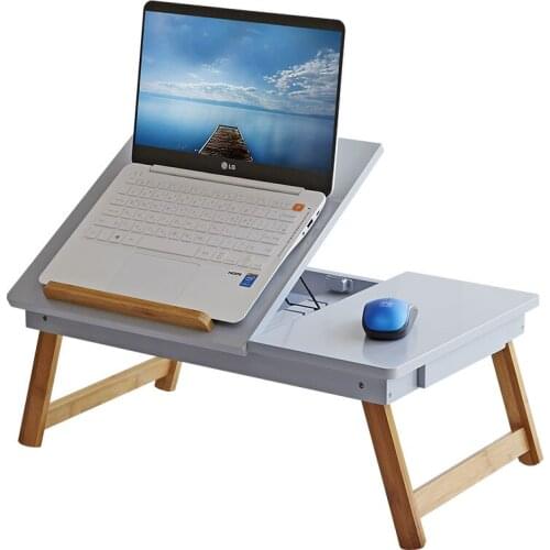 Foldable bamboo laptop stand scratch-resistant simple lazy table removable creative learning desk