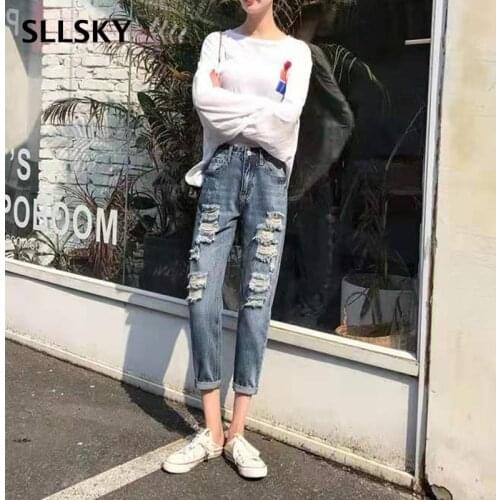 SLLSKY Womens Ripped Jeans