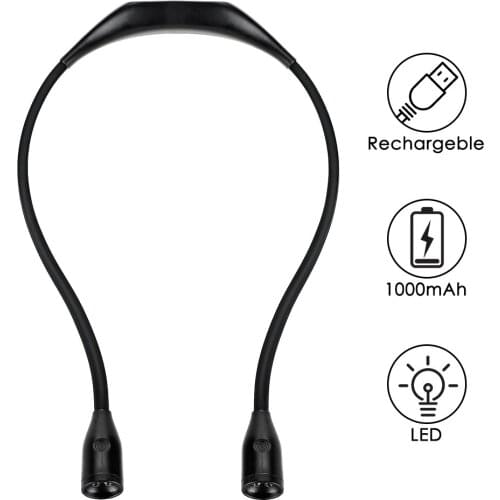 LED Neck Hung Light Hands-Free Rechargeable Night Reading Lamp 3 Levels Brightness Hanging Neck Book Light USB Charging