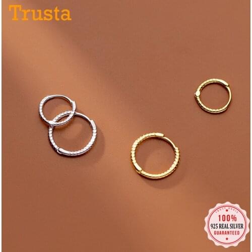 TrustDavis Genuine 925 Sterling Silver Fashion Geometric Twist Charm Hoop Earring For Women Wedding Birthday Fine Jewelry DA3003