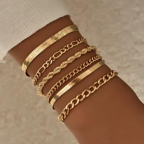 Vintage Multilayer Snake Chain Bracelets Set Fashion Personality Punk Link Chain Braceles for Women Jewelry Accessories