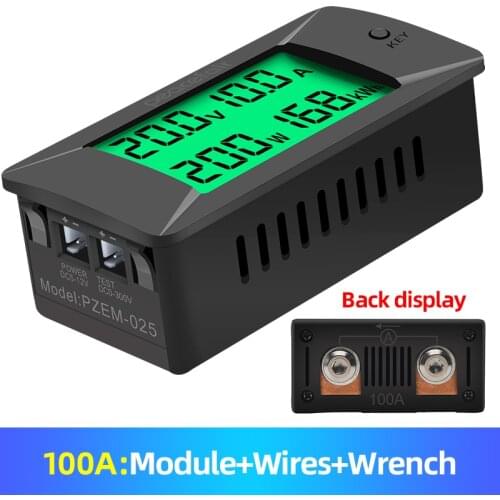 DC 0-300V 300A Voltmeter Ammeter Car Battery Tester KWH Electricity Energy Voltage Power Meter Monitor 12v 24v 48v 96v + Shunt
