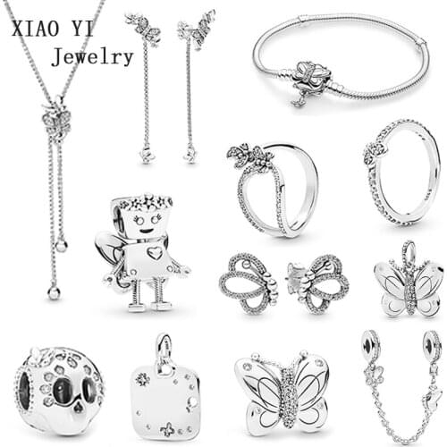 XIAOYI 100% s925 2019 Spring Preview Butterfly Pineapple Flower Skull Turtle Charm Beads Launched in Succession wedding jewelry