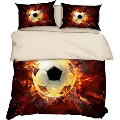 YuXiu 3D Basketball Football Fire Bedding Sets 3Pcs Duvet Cover Set Bed Linens Covers Pillowcase King Queen Full Home Texitle