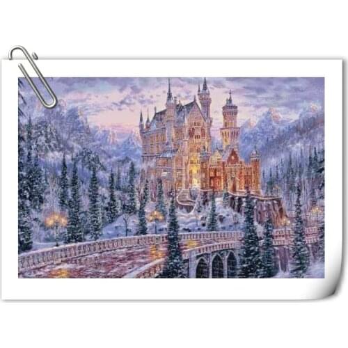 Winter Castle, Winter Snow Day Scene Top Quality Embroidery Needlework 14CT Unprinted Cross Stitch Kits DIY Arts Handmade Decor
