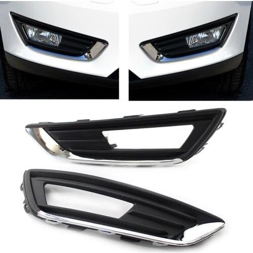 1Pair Car Fog Lights Lamp Covers For Ford Focus 2015 2016 2017 Front Bumper Light Grill Chrome Black ABS Plastic