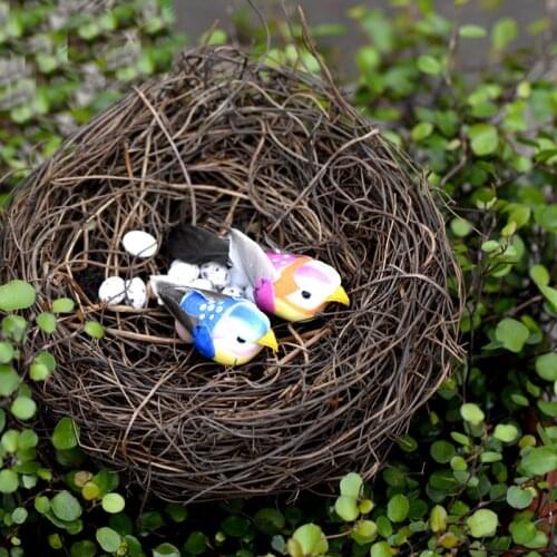 1PC Miniature Resin Craft Garden Home Bird Decoration Cute Nest Egg Fat Artificial Birds Living Room Decoration Resin Bird Carft