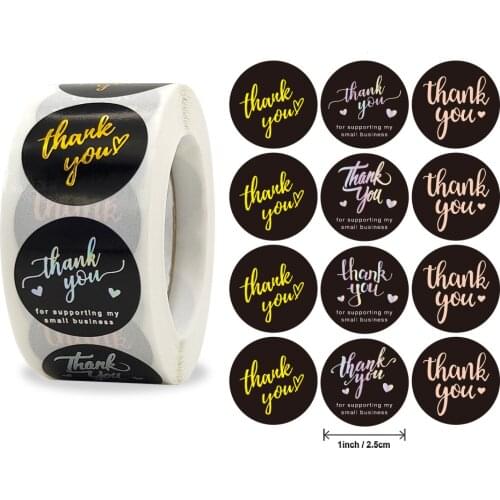 100-500pcs Black Round Business Label Stickers Paper Thank You Stickers for Baking Packaging Seal Labels Stationery Stickers