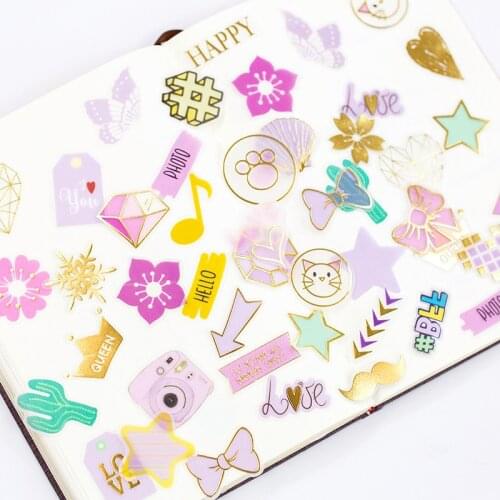 100 pcs/lot Happy Day Gilding Decorative Washi Stickers Scrapbooking Stick Label Diary Stationery Album Stickers