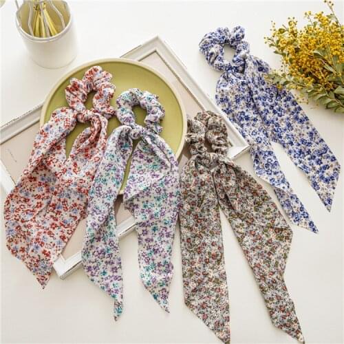 2021new Fabric Craft Floral Ponytail Ribbon Large Intestine Hair Ring Headdress Womens Hair Rope