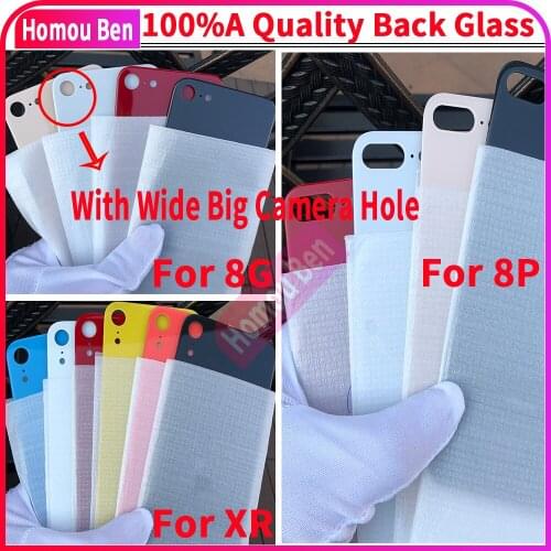 50Pcs/LOT 100% A Quality For Iphone 8 8G PLUS 8P XR With Wide Big Camera Hole Back Cover Housing Glass Rear Door Repair