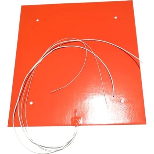 500*500*1.5mm silicone heater for CR-10S5 3d printer 220v 1400w adhesive 1 side 100k thermistor 4*10mm holes on pad 1000mm lead