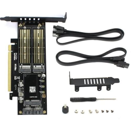 HOT-JEYI SK16 M.2 NVMe SSD NGFF TO PCI-E3.0 X4 Adapter M Key B Key MSATA add on Card Suppor PCI Express 3.0 3 in 1 Dual 12v+3.3v