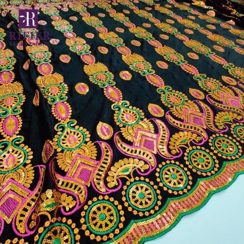 African Traditional Wedding Dress Laces Velvet Fabrics Mateiral With Sequins Black Color Embroidered Sequined Noble Lady Velvet