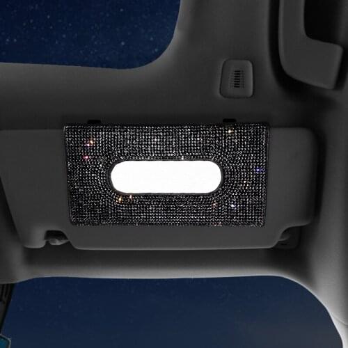 Car Drawer Box Hanging Car Tissue Box Diamond Creative Cute Female Decorative Sun Visor Car Napkin Box Car Tissue Box Visor