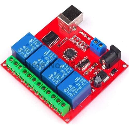 Four Channel 24V Relay Module USB Control Switch / 4 Way 24V Relay Module / Computer Control Switch / PC Intelligent Control
