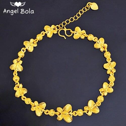Dubai Bride Golden Butterfly Shape Ladies Charm Wedding Bracelet Muslim Jewelry Charm Bracelet Party Holiday Gift Wholesale