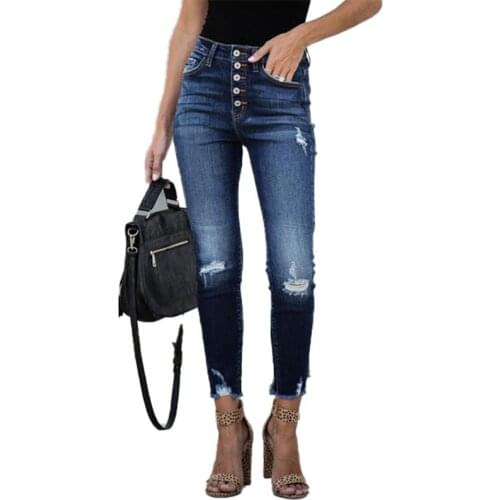 New 2020 High Waist Jeans Stretch Slim Boyfriend Ripped Jeans For Women Push Up Denim Skinny Jeans Mom Plus Size Pencil Pants