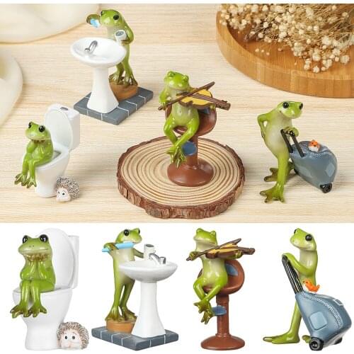 3.3Inch Frog Figurine Fairy Garden Animal Statue Outdoor Miniature Bathroom Garden Frog Fairy Garden Decorations