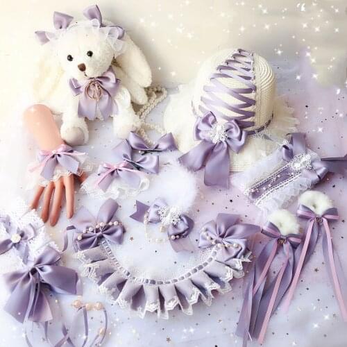 Purple Cat Love Letter Sweet Lolita Bow Lace Hair Pin Hair Band Headwear BNT / Bear bag / Side clip / Hand sleeve / KC Headband