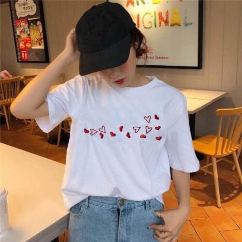 Graphic Tees Tops Cut Love Print Oversized Tshirts Women Funny T Shirt O-Neck T-Shirt Vintage Ullzang Mujer_t-Shirt