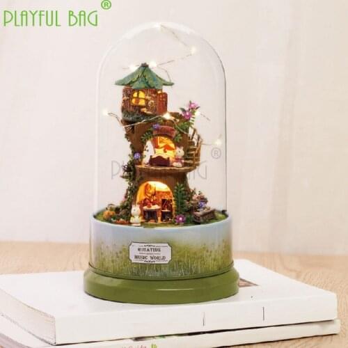 PB PlayfulAdult toys intellectual fun house diy house rotating music world hand-assembled model house intellectual girl toy ZD25