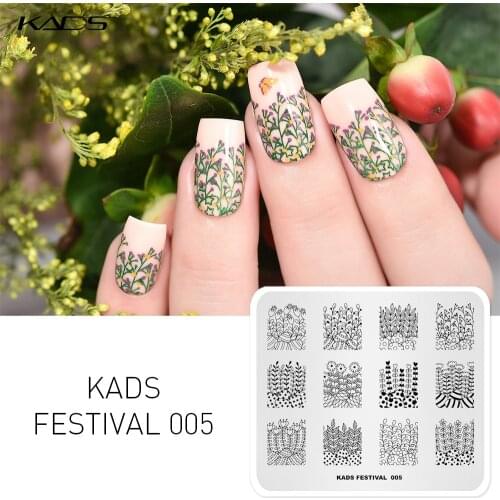 KADS Festival 005 Nail Stamping Template Lovely Flower Plant Nail Art Stamp Image Plate Stencils Tool