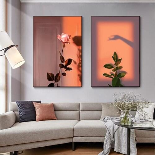 Modern Plant Flower Leaves Picture Wall Poster Modern Style Canvas Print Painting Art Aisle Living Room Bedroom Home Decoration