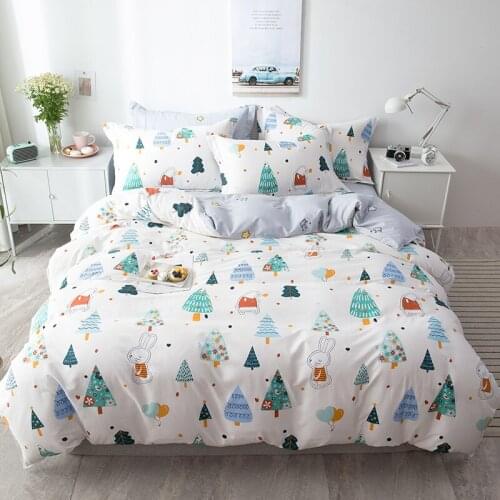 100% cotton Forest design Bedding sets Twin Queen King size Bed Duvet cover Elastic band Bed sheets/fitted sheet linen set