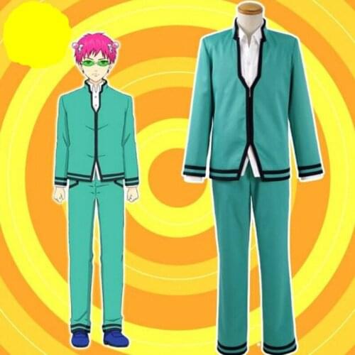 Anime Saiki Kusuo Kusuo no Psi Nan Cosplay Costumes Tops Shirt Pants Green Uniform Sets For Women Mens Halloween Carnival Party