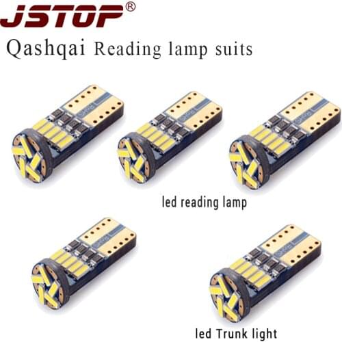 JSTOP 5pcs/set super bright led reading lights T10 w5w Fast delivery car Trunk bulbs 4014smd Warm white 12V 6000k reading lamps