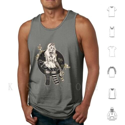 Dark Alice Tank Tops Vest Sleeveless Dark Fantasy Zombie Dark Alive White Rabbit Fanart Creepy Gothic Spooky Bizzarre