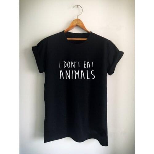 New arrival " I DON"T EAT ANIMALS" Unisex women mens t shirt high quality cotton tees t shirt free shipping girls tops S-XXXL