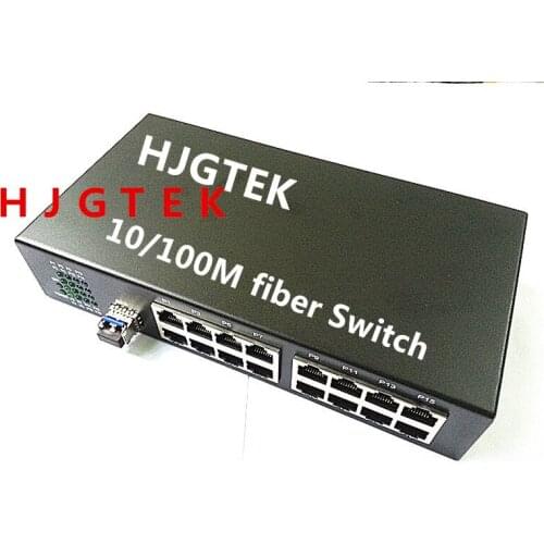 Single-mode dual fiber 10/100Mbps 16port Ethernet to fiber optic media converter with SFP Module LC