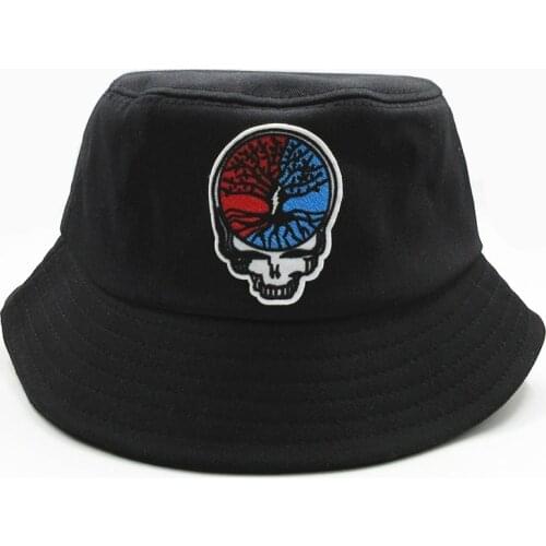 Cotton skull embroidery Bucket Hat Fisherman Hat outdoor travel hat Sun Cap Hats for kid men Women 386