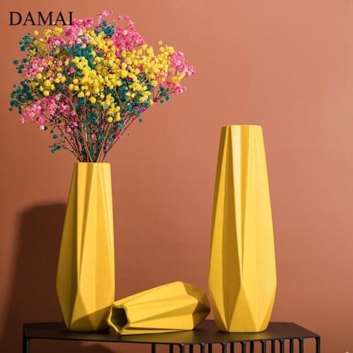 Prismatic Vase Ceramic Flowers Vases Simple Flower Pots Decorative Tall Floor Vases for Living Room Home Decoration Ornaments