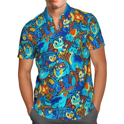 3D Printed Cartoon Animals Anime Shirt Hawaii Shirt Men Summer Short Sleeve Shirt Men Shirts 2021 Oversize shirt Chemise Homme