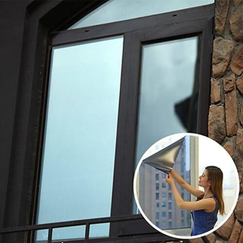 Sliver Sun Block Window Film Silver Office Door Home Bedroom Bathroom One Way Mirror Insulation Stickers