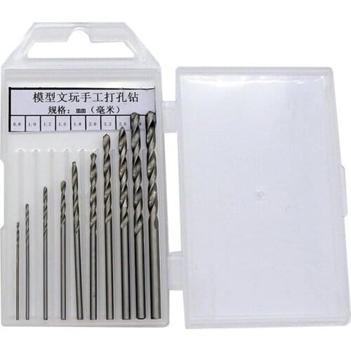 10 Pcs/set 0.8-3mm High Carbon Steel Twist Drill Bit High Quality Spiral Drill Hand Tools Drill Bits Woodworking Drill Set