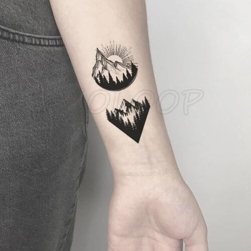 Tattoo Sticker sun mountain planet forest tree moontriangle Water Transfer Temporary Fake tatto flash tatoo for kid girl men