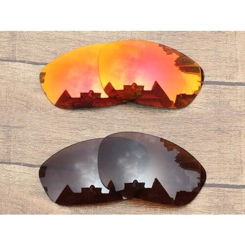Vonxyz 2 Pairs Ruby Mirror & Bronze Brown Polarized Replacement Lenses for-Oakley Straight Jacket 2007 Frame