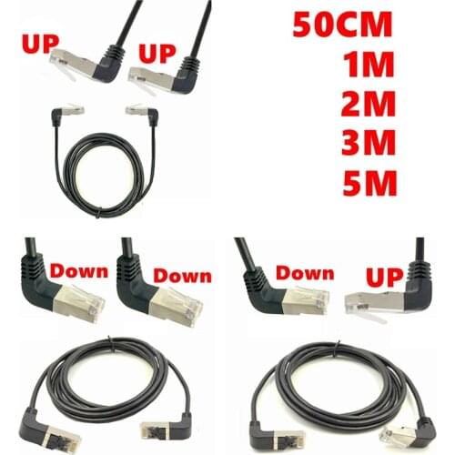 High quality RJ45 Down Up Angle Male to Down / up Angle Male 90 Degree Cat5 Ethernet network Cable RJ-45 Lan Cord0.5m1m 2m 3m 5m
