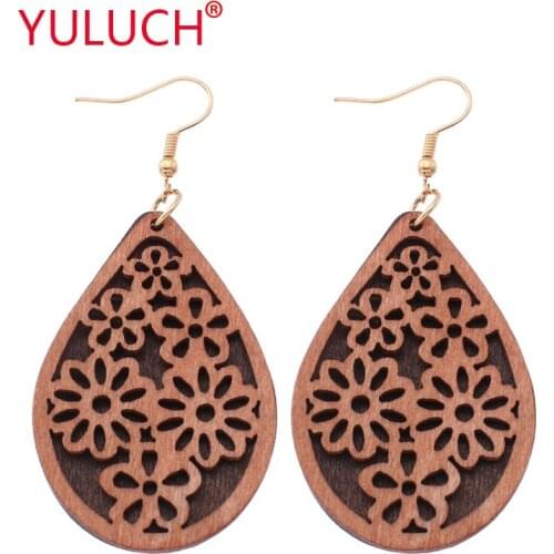YULUCH 2019 Vintage Double Layer Wooden Drop Earrings for New Design African Woman Earrings Fine Jewelry Gifts