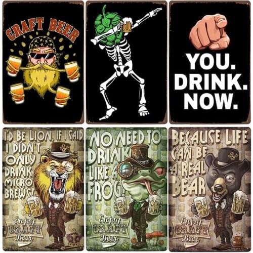 Funny Craft Beer Drinks Coffee Retro Tin Signs Metal Plates Decoration Cafe Bar Club Poster Painting Plaque Home Decor 20x30cm