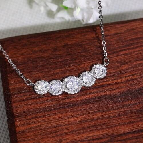 2021 Womens 925 Sterling Silver Wedding Necklace Band Bling Zircon Stone Bridal Promise S925 Necklace Anniversary Fine Jewelry