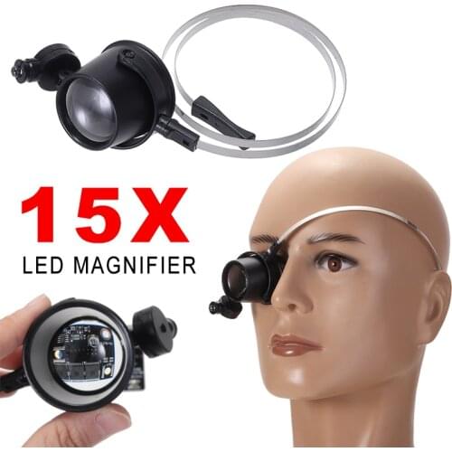 15X Wearable Magnifier Glass Watrch Repair Tool With LED Light Reading Magnifier Glass Lens Jewelry Phone Repair Magnifier Tools