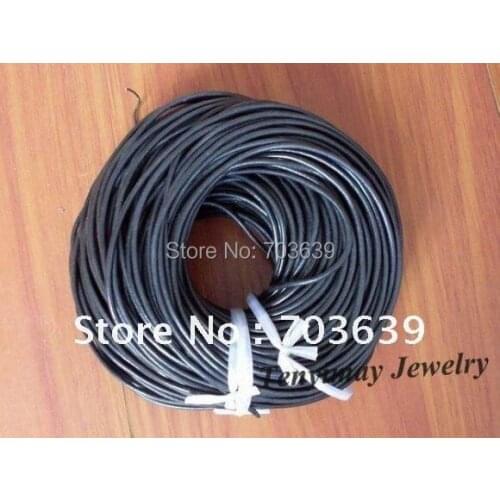4mm Black Geguine Leather Necklace Cords For DIY 25M/Lot Free Shipping
