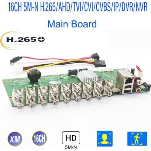NVR 16CH 5M-N H.265+ DVR NVR Board AHD TVI CVI XVI CVBS IP Mode 6 in 1 CCTV Video Recorder DVR For Analog AHD ONVIF IP Camera
