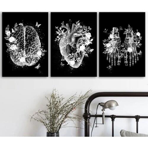 Black White Anatomy skeleton Poster Wall Art Canvas Painting Nordic Posters And Prints Wall Pictures For Doctor Office Decor